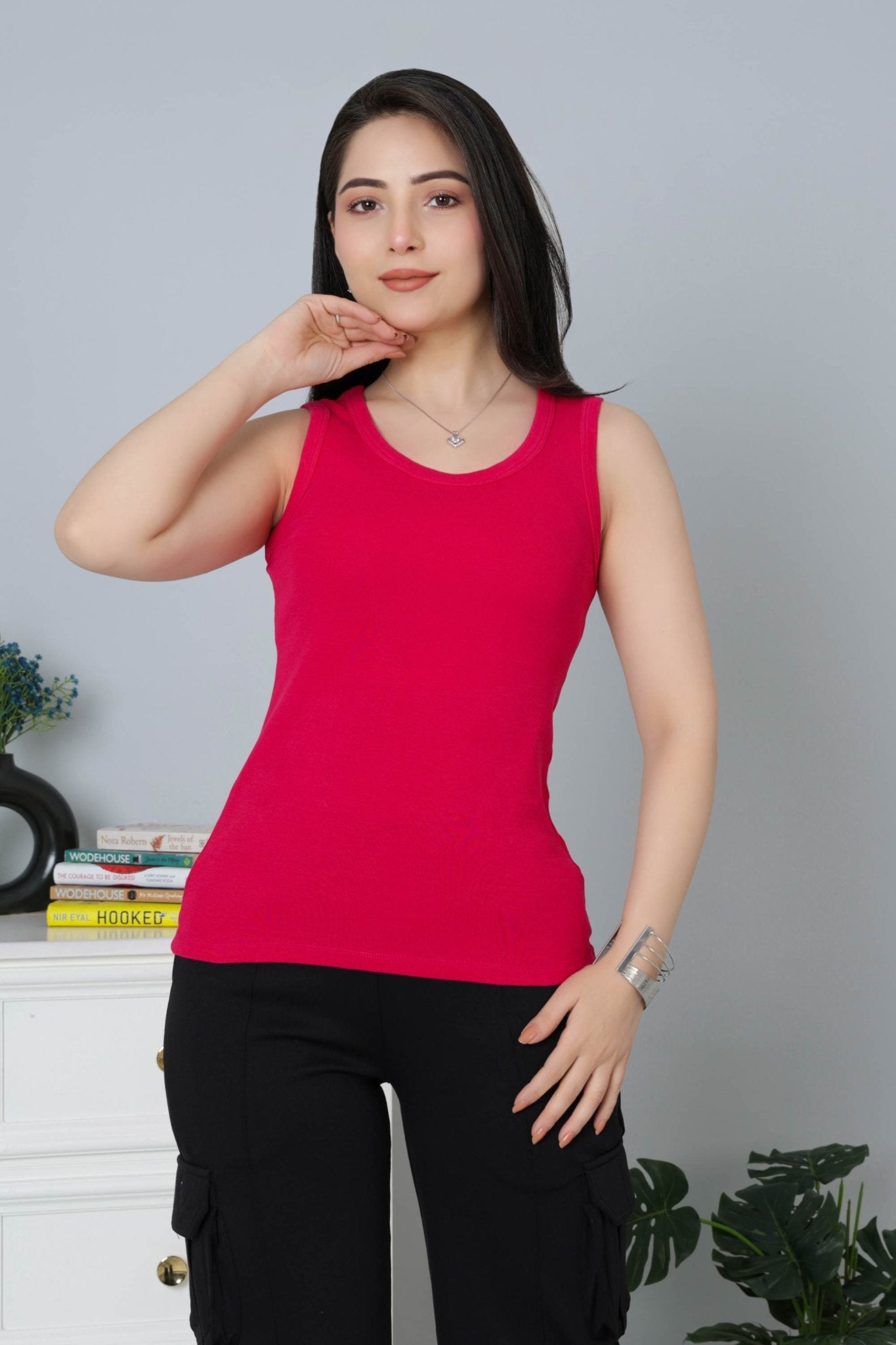 Fuchsia Rib Top [ 280 GSM non transparent fabric ] - Rib top