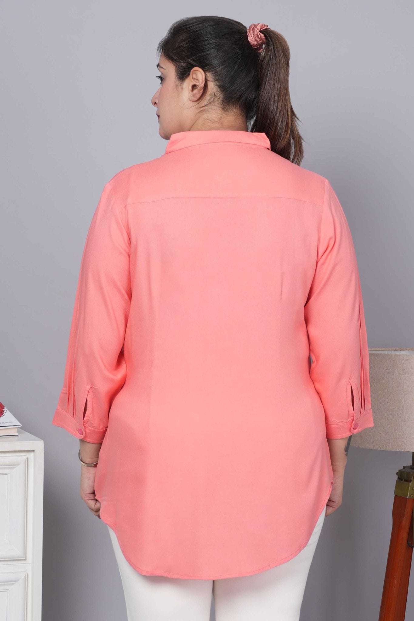 Georgia peach long hemline shirt [ 100% Rayon, Liva Certified ] - Long hemline shirt