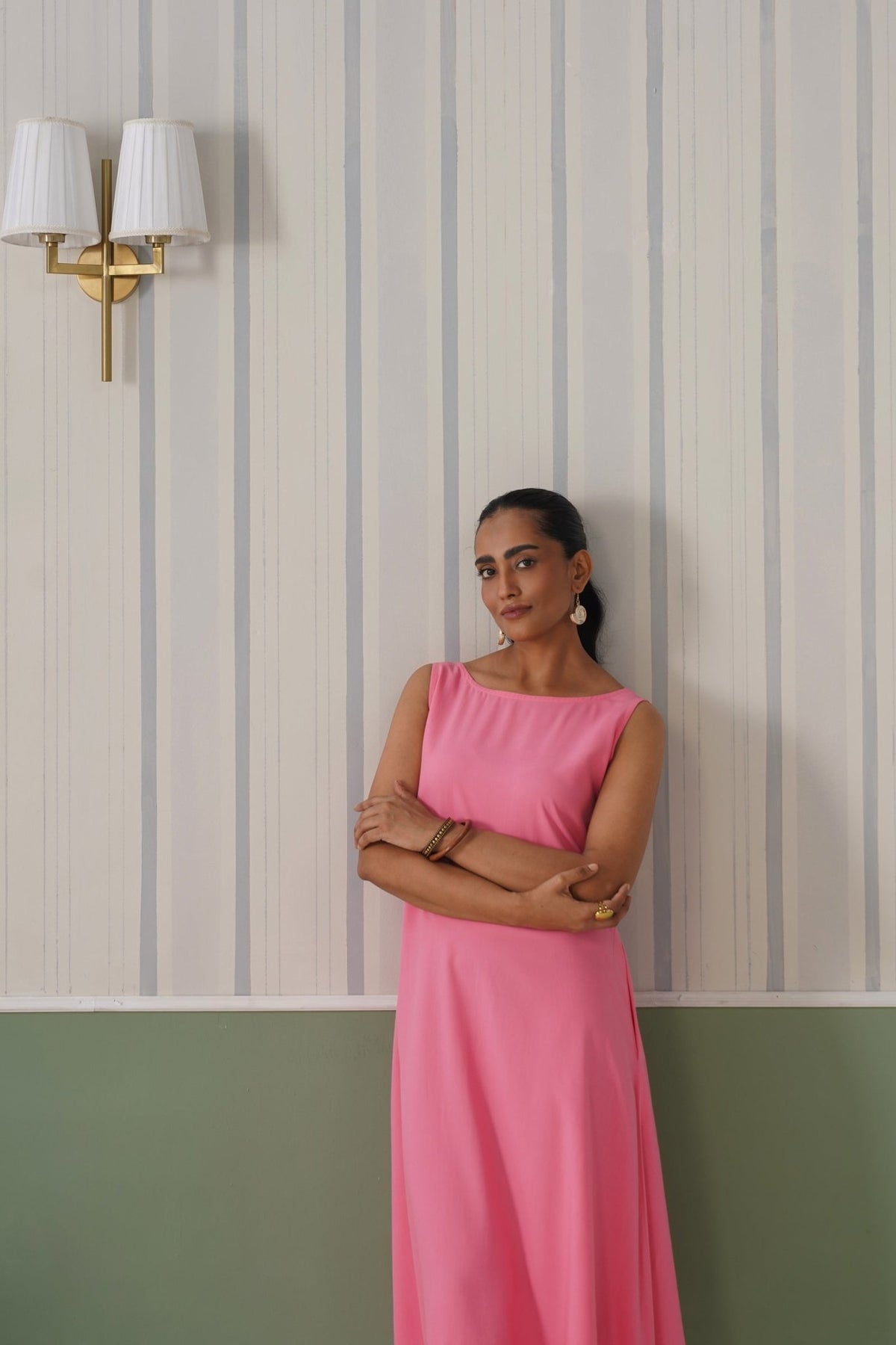 Georgia Peach rayon flare dress with pocket [ Premium 100% Rayon, Liva Certified ] -Rayon flare dress with pocket