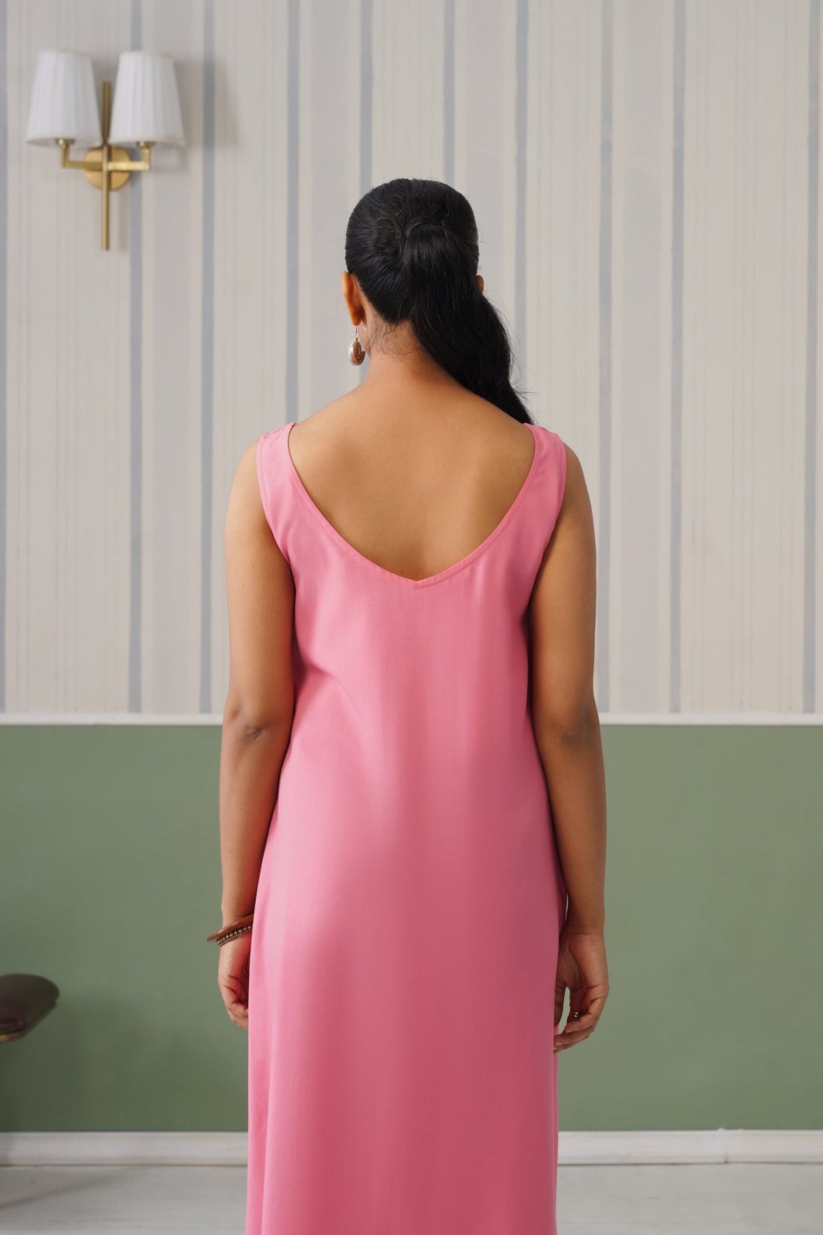 Georgia Peach rayon flare dress with pocket [ Premium 100% Rayon, Liva Certified ] -Rayon flare dress with pocket