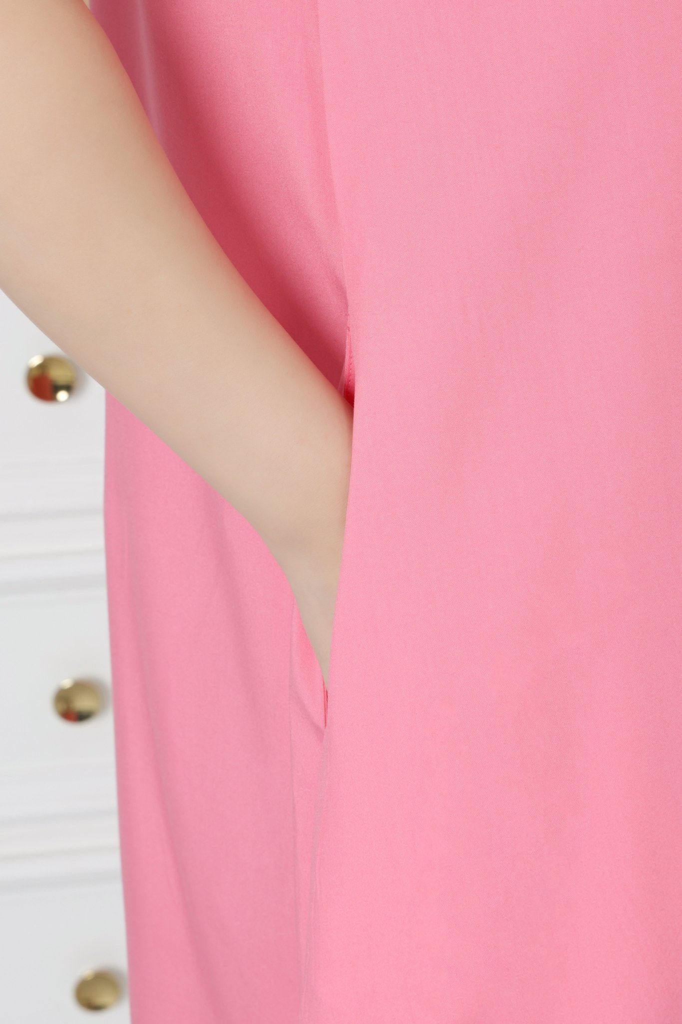 Georgia Peach rayon flare dress with pocket [ Premium 100% Rayon, Liva Certified ] - Rayon flare dress with pocket