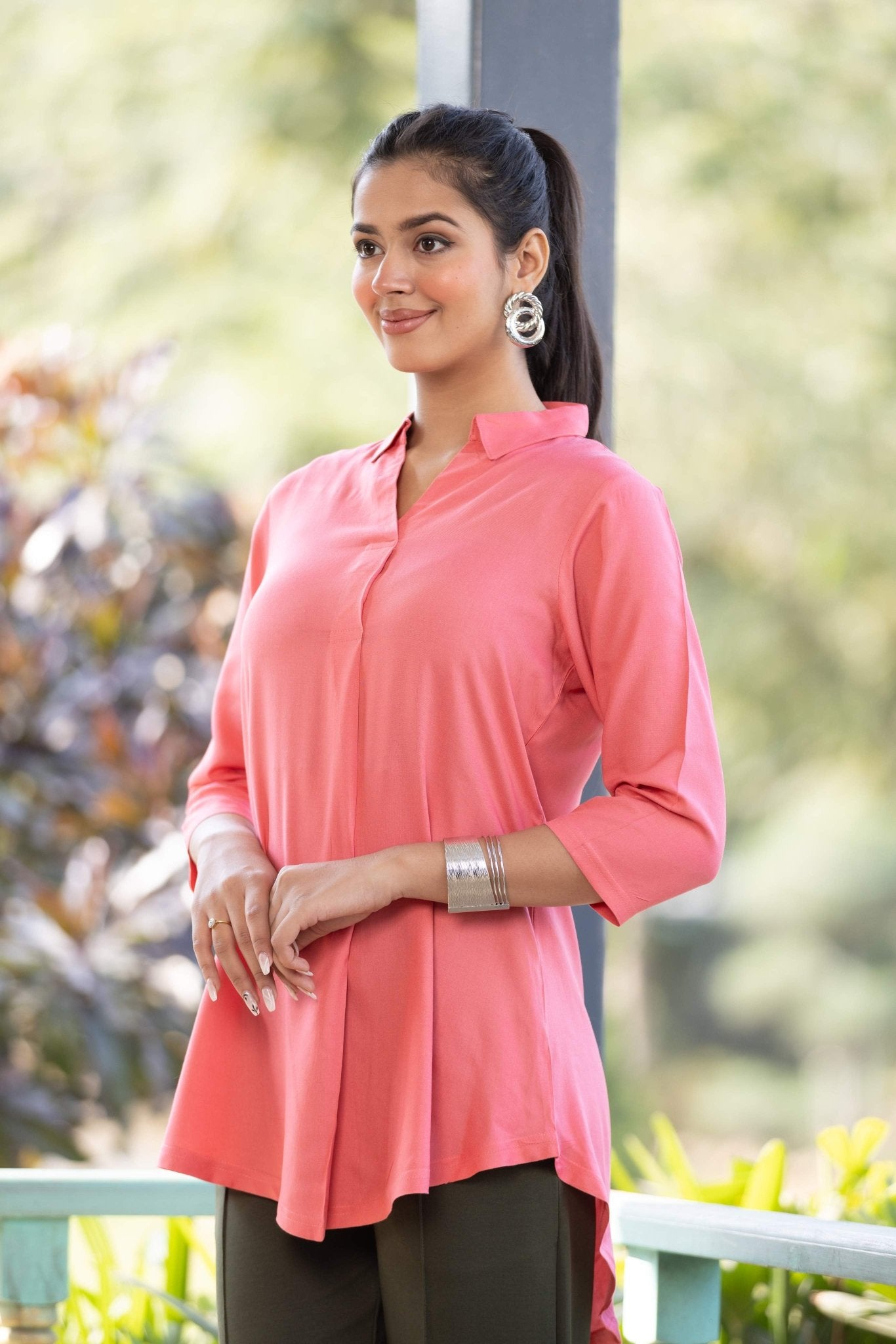 Georgia peach rayon flare top [ 100% Rayon, Liva Certified ] - Rayon flare top