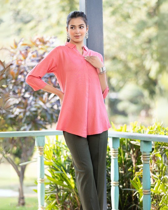 Georgia peach rayon flare top [ 100% Rayon, Liva Certified ] - Rayon flare top