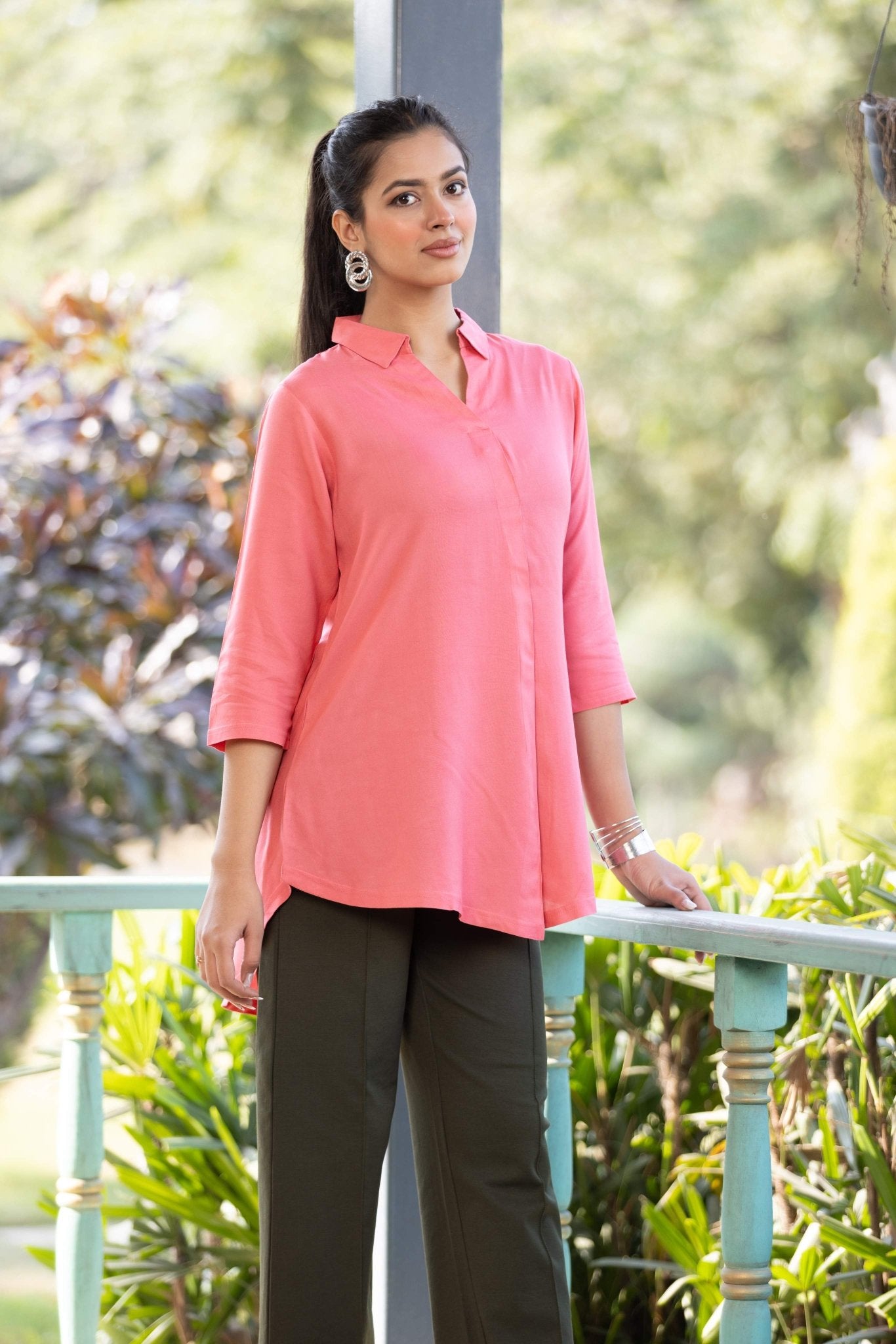Georgia peach rayon flare top [ 100% Rayon, Liva Certified ] - Rayon flare top