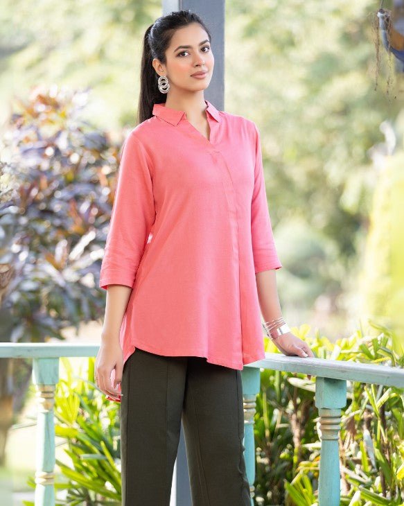 Georgia peach rayon flare top [ 100% Rayon, Liva Certified ] - Rayon flare top