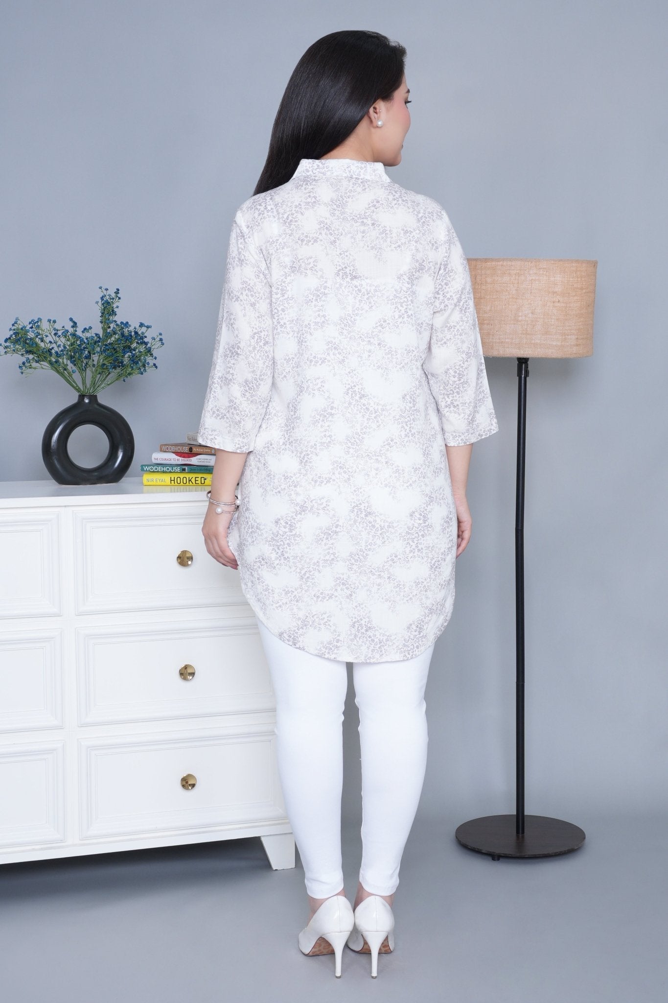 Grape grey cotton printed flare top [ 100% cotton,] - Cotton printed flare top