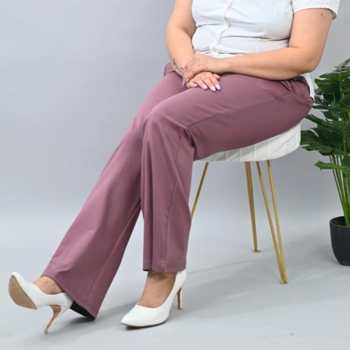 Grape shake plus size stretchable biowash USA HQ cotton bootcut flare pants with superior elastic belt. - Milano plus size bootcut flare pants