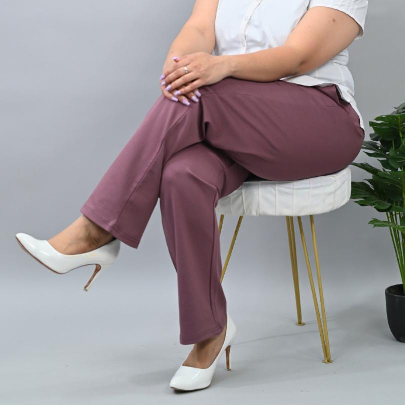 Grape shake plus size stretchable biowash USA HQ cotton cigarette pencil pants with superior elastic belt. [Straight fit] - Milano plus size cigarette pencil pants