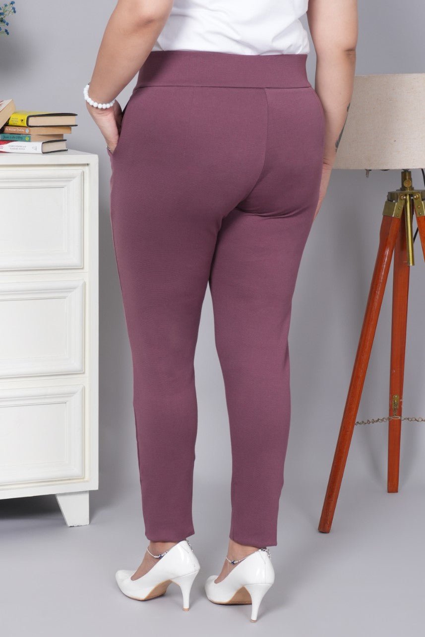 Grape shake stretchable biowash USA HQ cotton premium jegging pant with pockets & superior elastic belt. - Milano jegging pants with pcoket