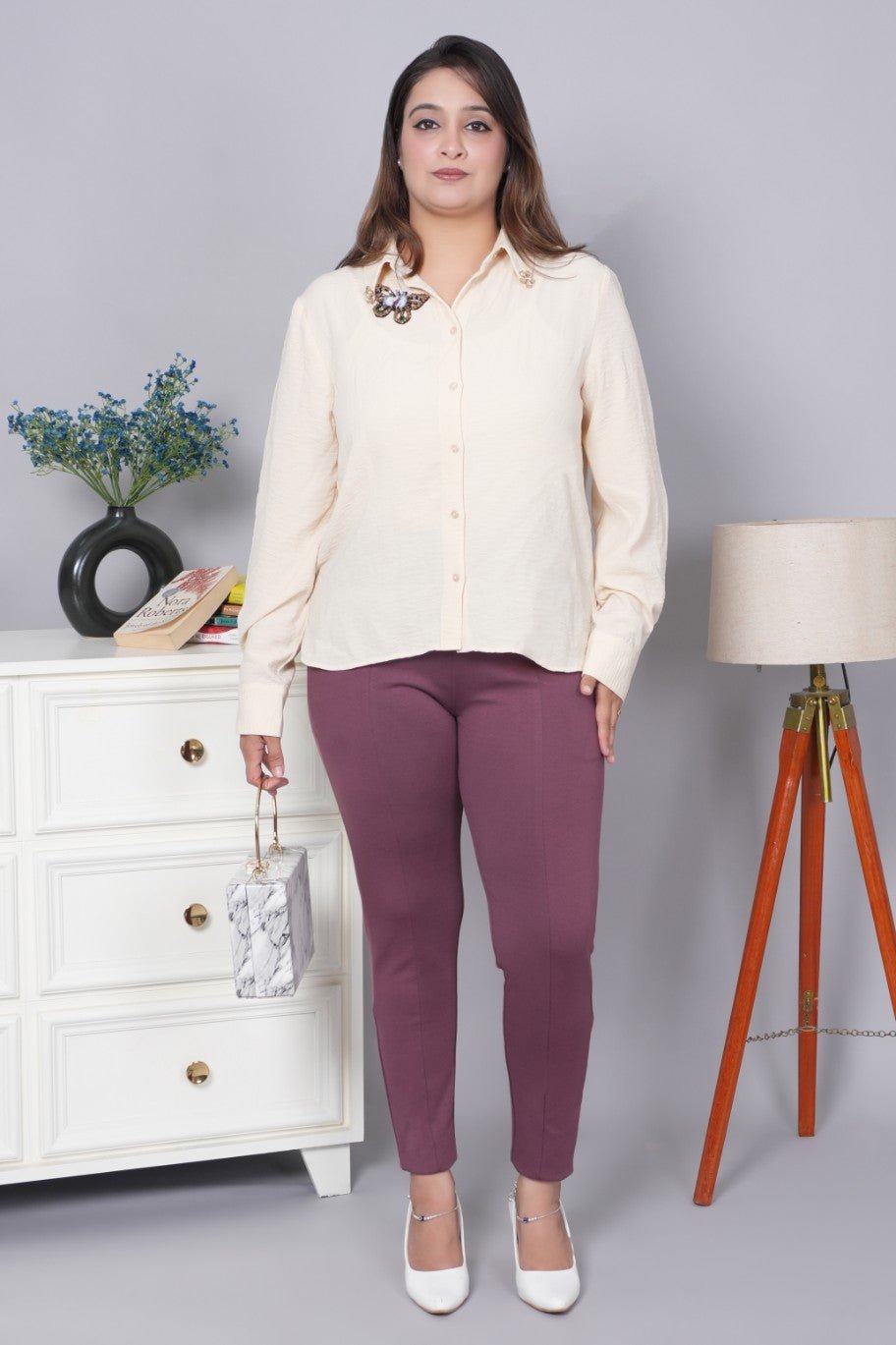 Grape shake stretchable biowash USA HQ cotton premium jegging pant with pockets & superior elastic belt. - Milano jegging pants with pcoket