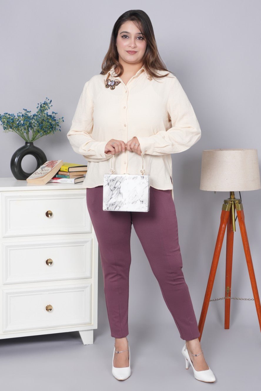Grape shake stretchable biowash USA HQ cotton premium jegging pant with pockets & superior elastic belt. - Milano jegging pants with pcoket