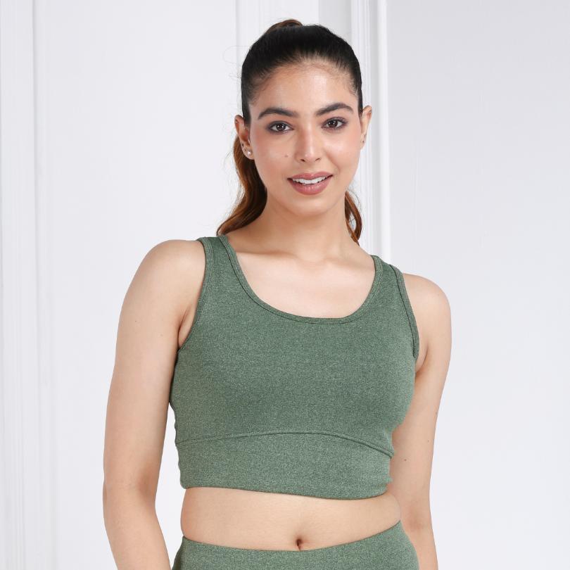 Green Melange All Day Mid Impact Luxury Active Bra - Active bra