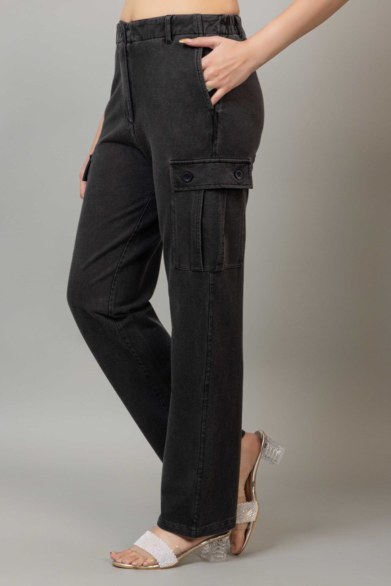 Grey denim cargo - Denim Cargo Pants