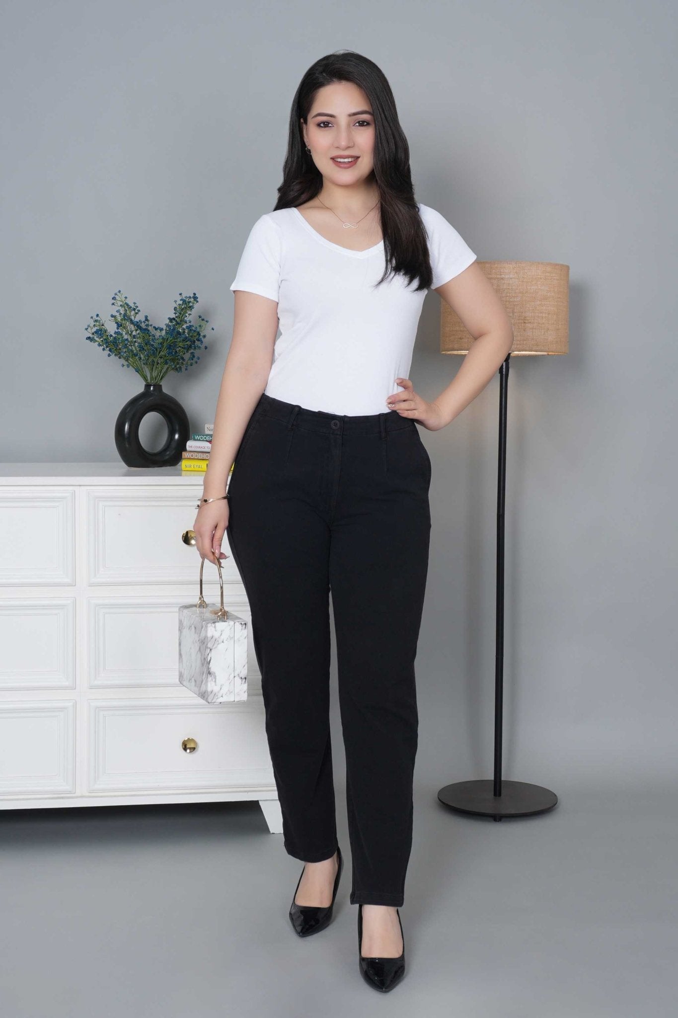 Grey denim straight pant - Denim straight Pants