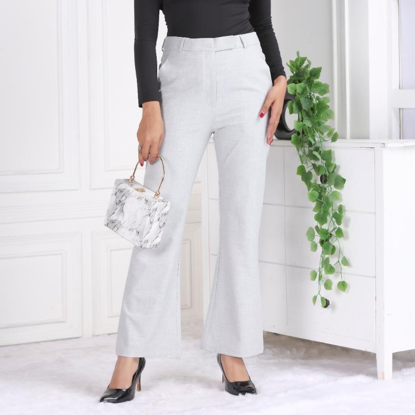 Grey formal flare pants with spandex [Bootcut flare] - Formal flare pants