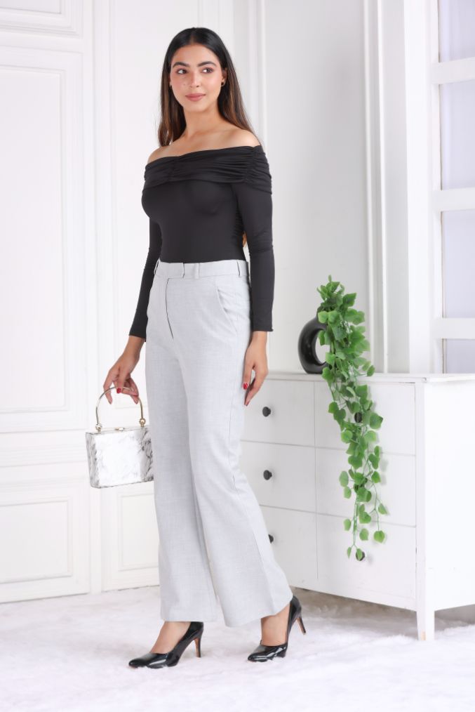 Grey formal flare pants with spandex [Bootcut flare] - Formal flare pants