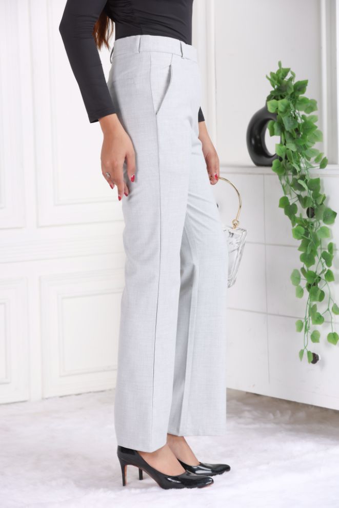 Grey formal flare pants with spandex [Bootcut flare] - Formal flare pants