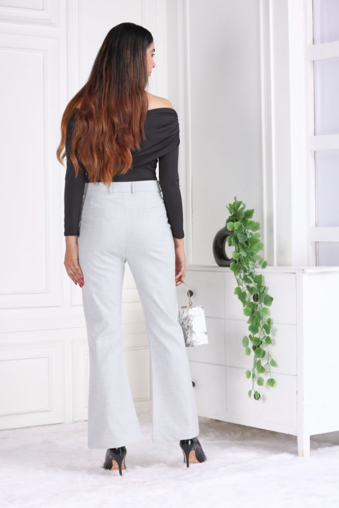 Grey formal flare pants with spandex [Bootcut flare] - Formal flare pants