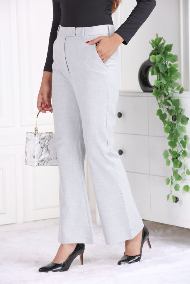 Grey formal flare pants with spandex [Bootcut flare] - Formal flare pants