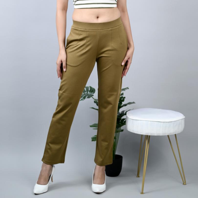 Henna stretchable biowash USA HQ cotton cigarette pencil pants with superior elastic belt. [Straight fit] - Milano cigarette pencil pants