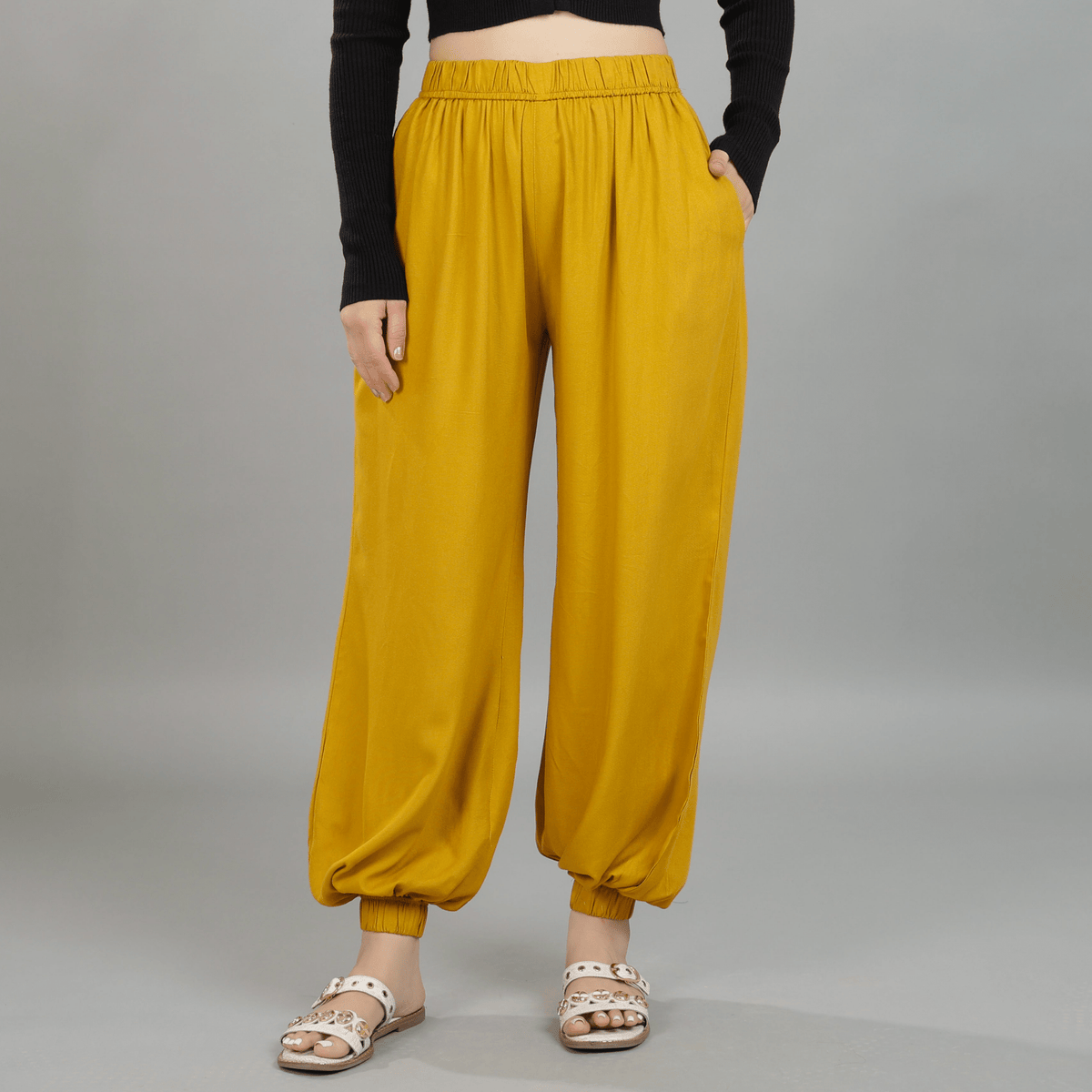 Honey mustard harem pant [ 100% Rayon, Liva Certified ] -Harem pant