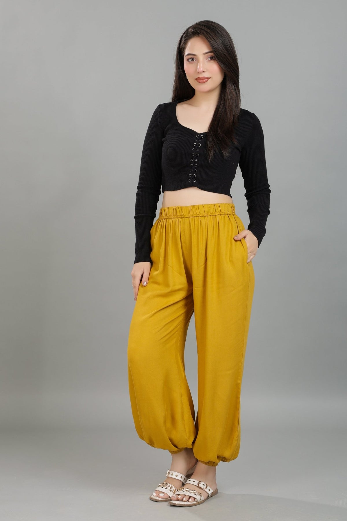 Honey mustard harem pant [ 100% Rayon, Liva Certified ] -Harem pant