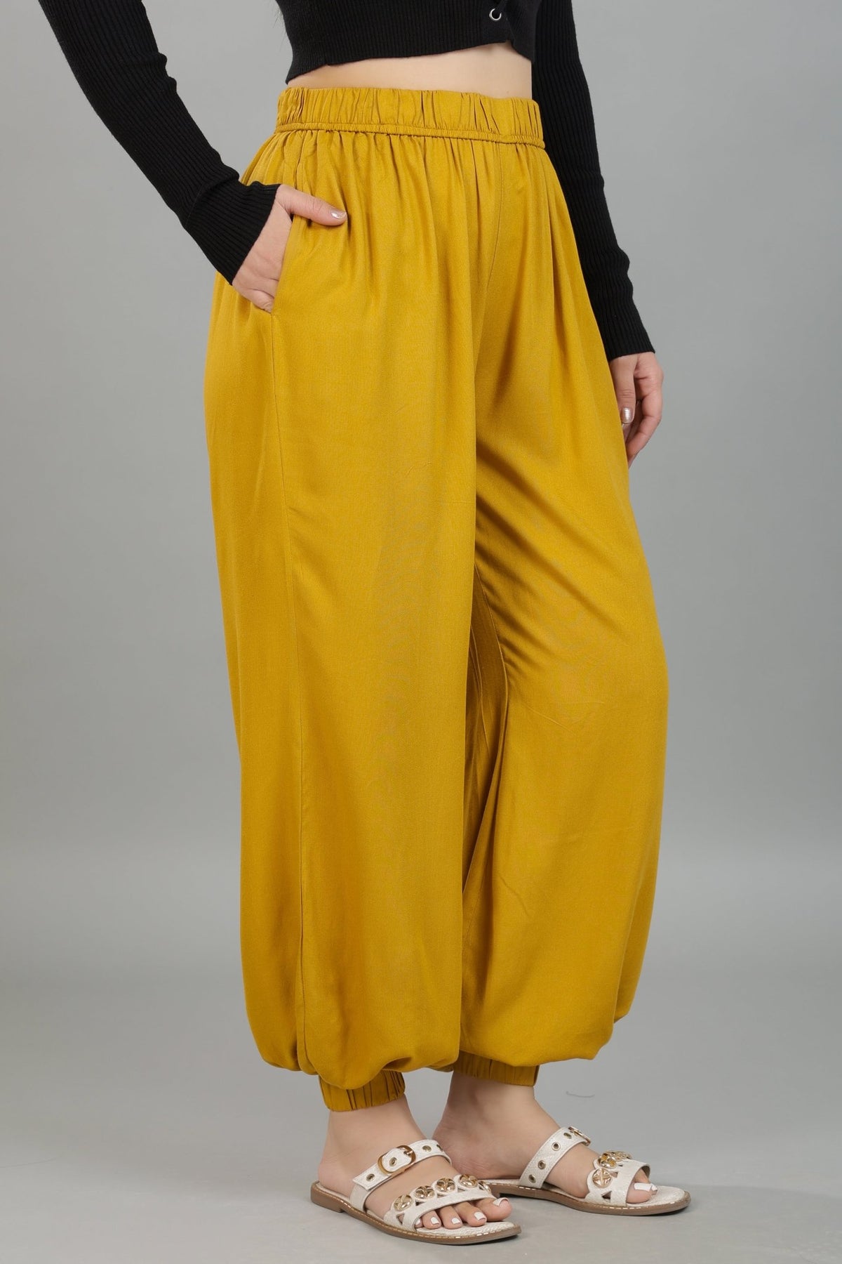Honey mustard harem pant [ 100% Rayon, Liva Certified ] -Harem pant