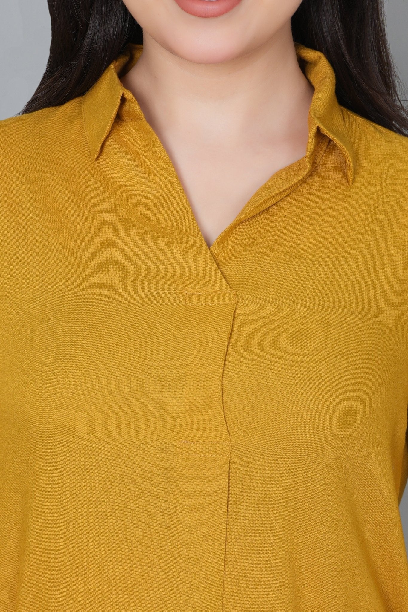 Honey mustard rayon flare top [ 100% Rayon, Liva Certified ] - Rayon flare top