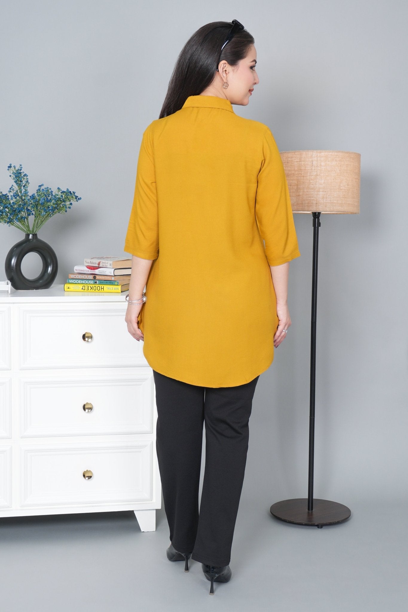 Honey mustard rayon flare top [ 100% Rayon, Liva Certified ] - Rayon flare top