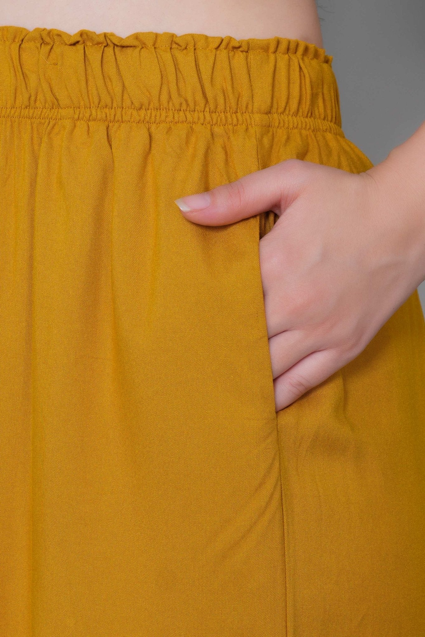 Honey mustard rayon palazzo [ 100% Rayon, Liva Certified ] - Palazzo