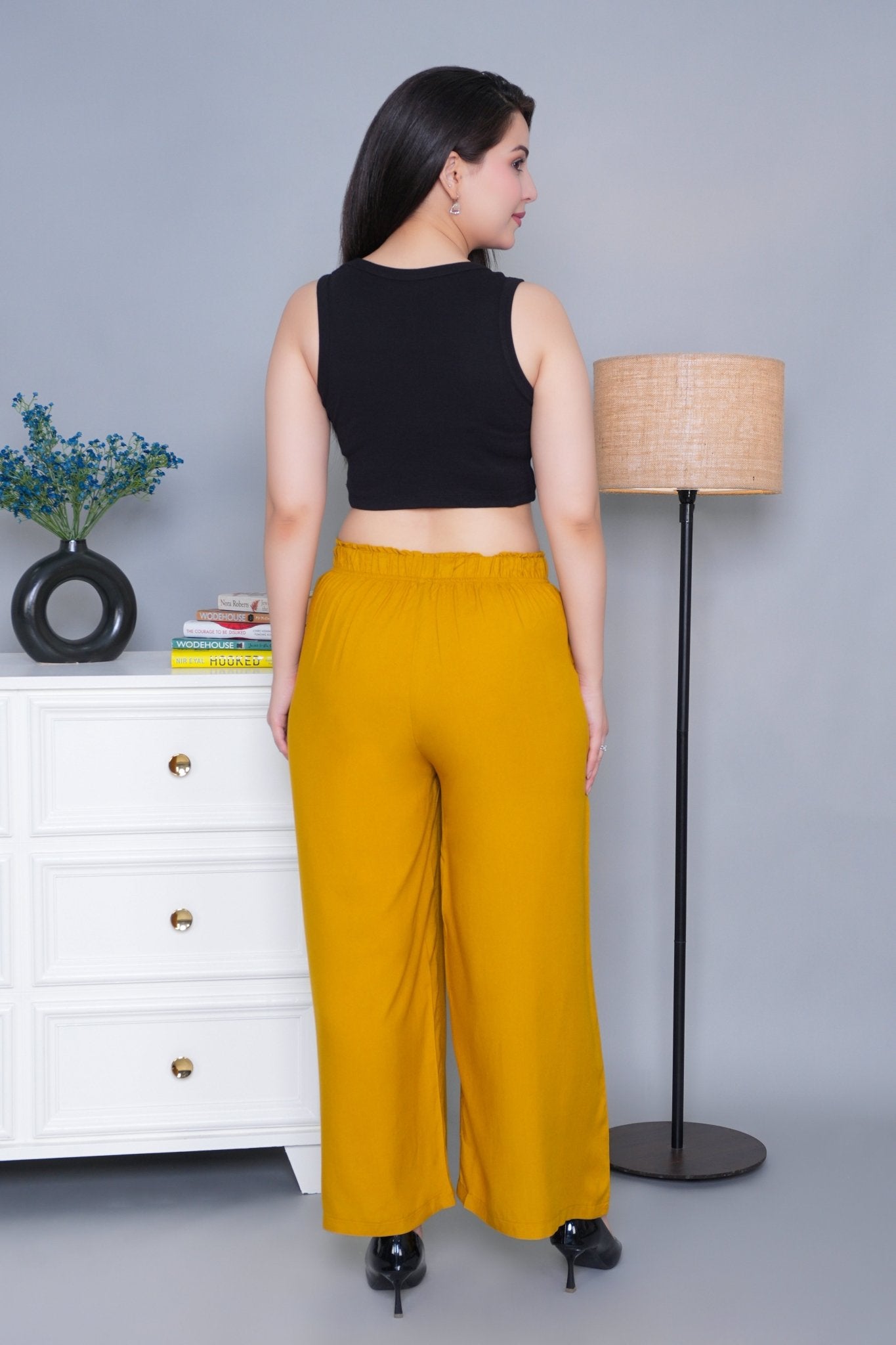 Honey mustard rayon palazzo [ 100% Rayon, Liva Certified ] - Palazzo
