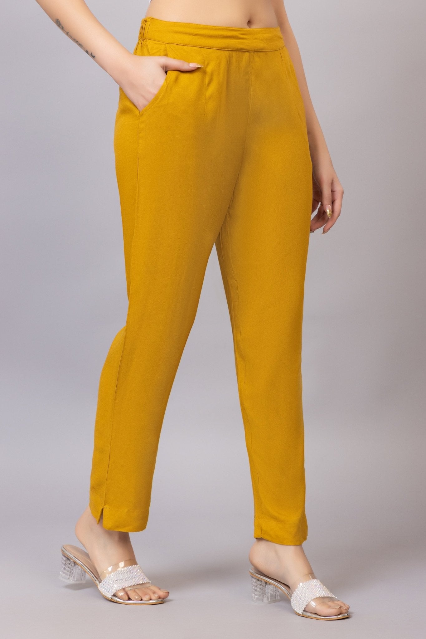 Honey mustard rayon pant [ 100% Rayon, Liva Certified ] - Rayon pants