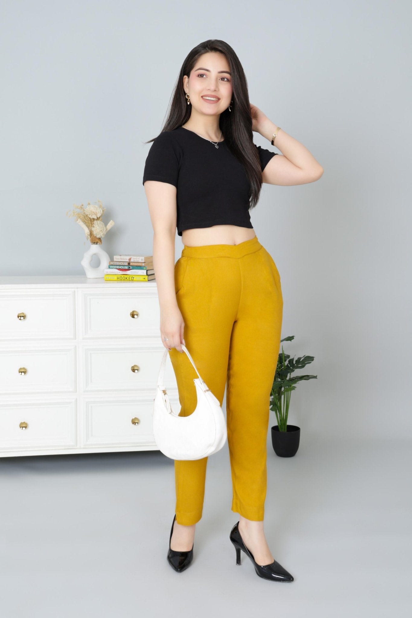 Honey mustard rayon pant [ 100% Rayon, Liva Certified ] - Rayon pants