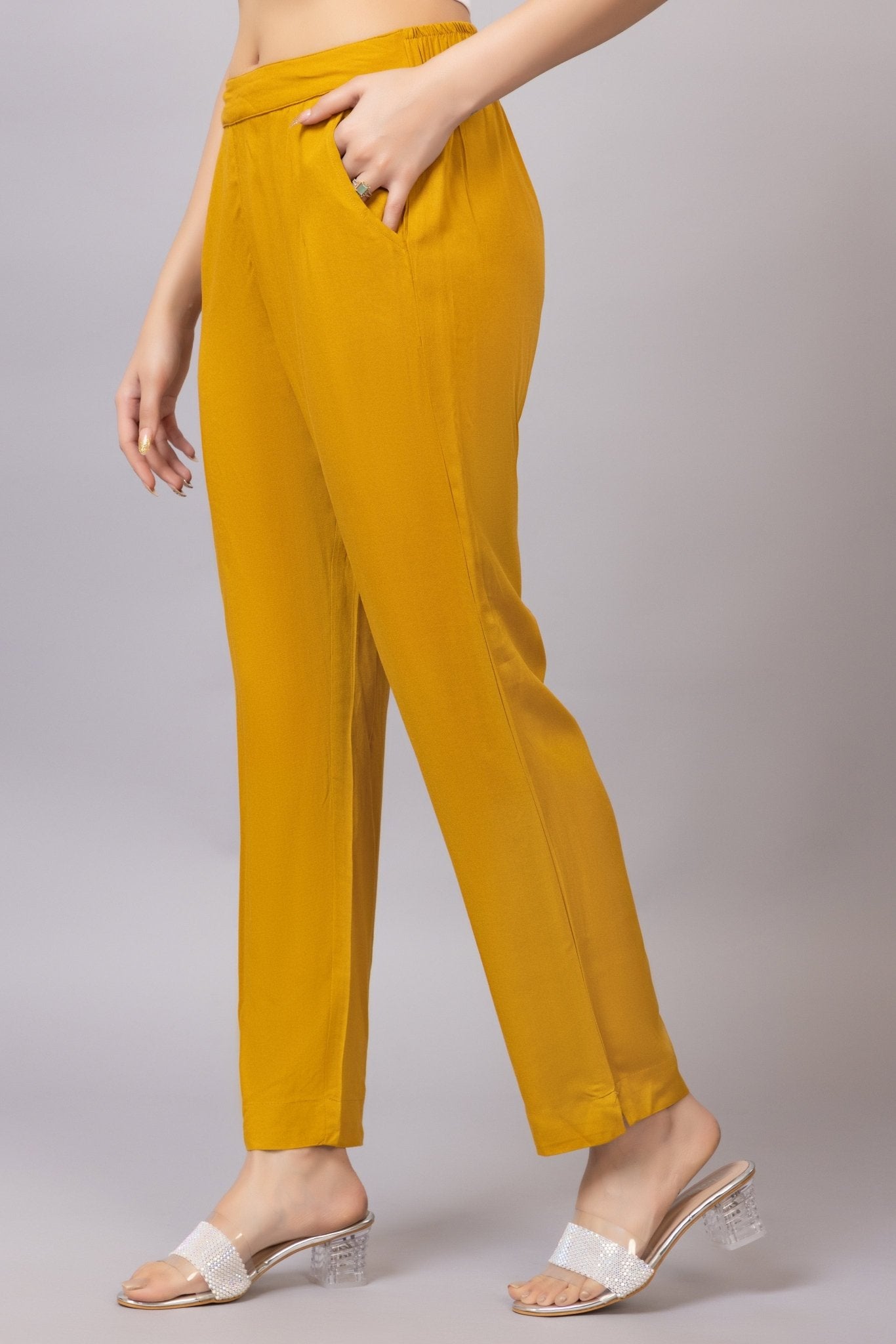 Honey mustard rayon pant [ 100% Rayon, Liva Certified ] - Rayon pants