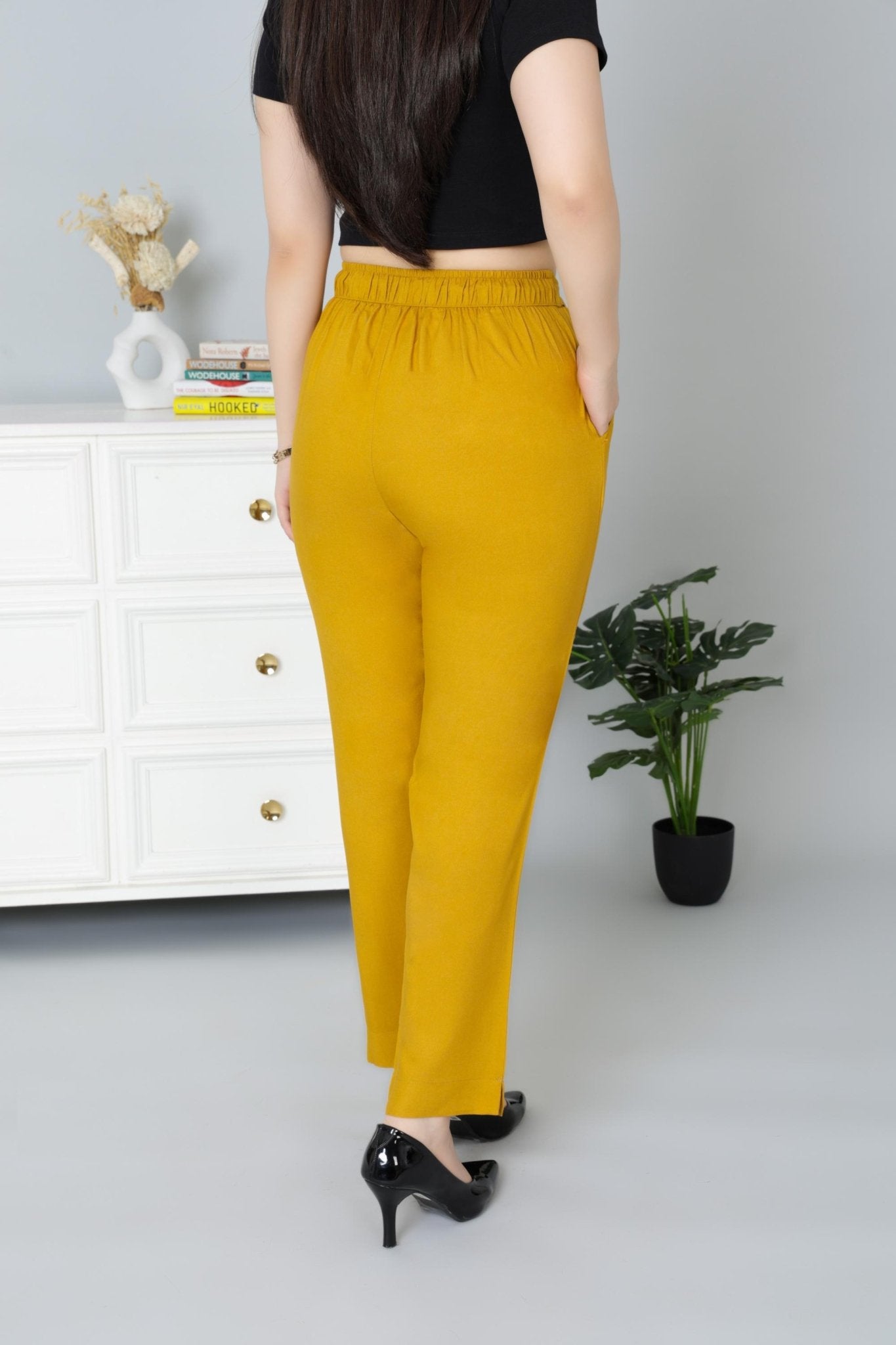 Honey mustard rayon pant [ 100% Rayon, Liva Certified ] - Rayon pants