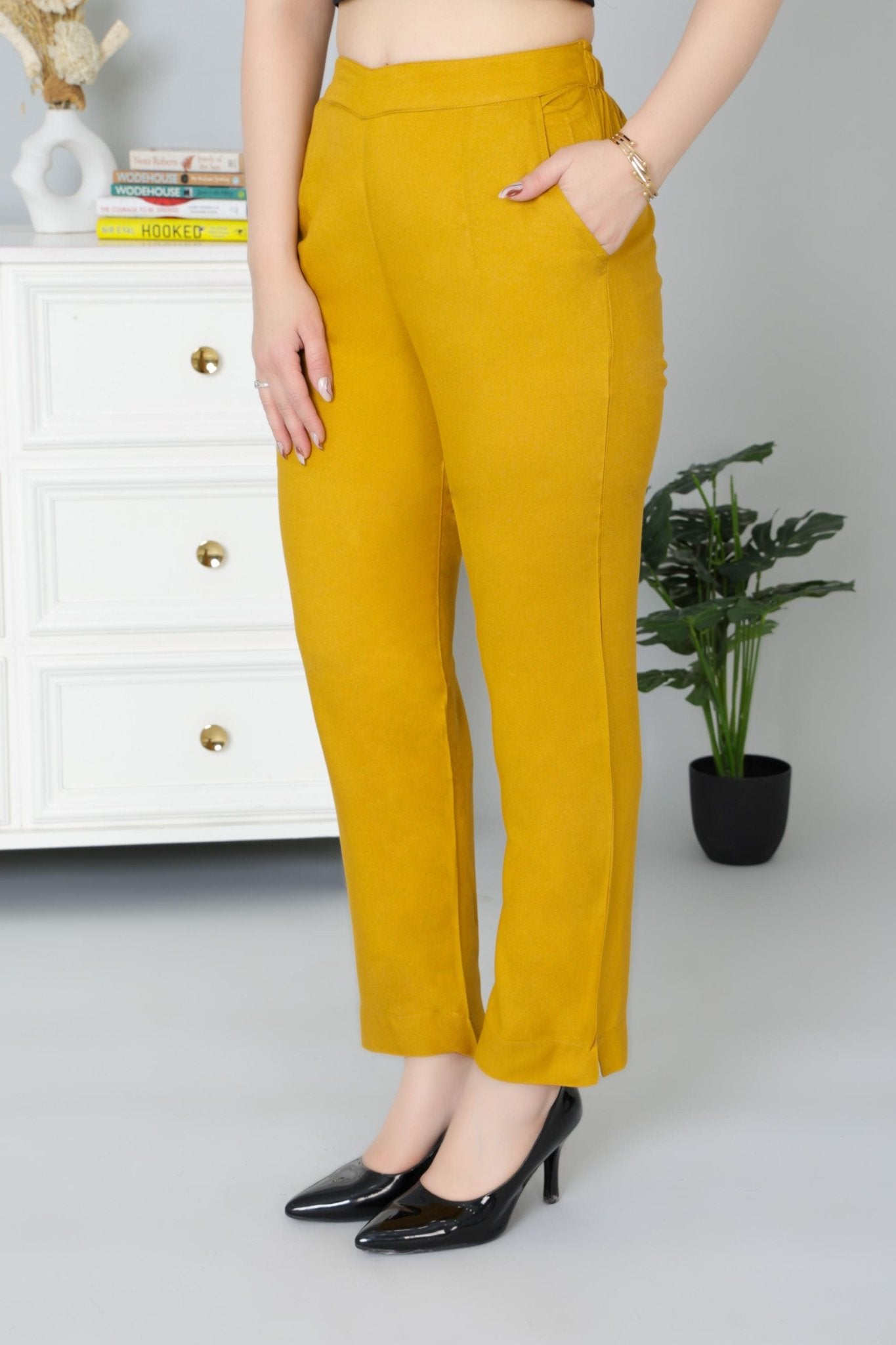 Honey mustard rayon pant [ 100% Rayon, Liva Certified ] - Rayon pants
