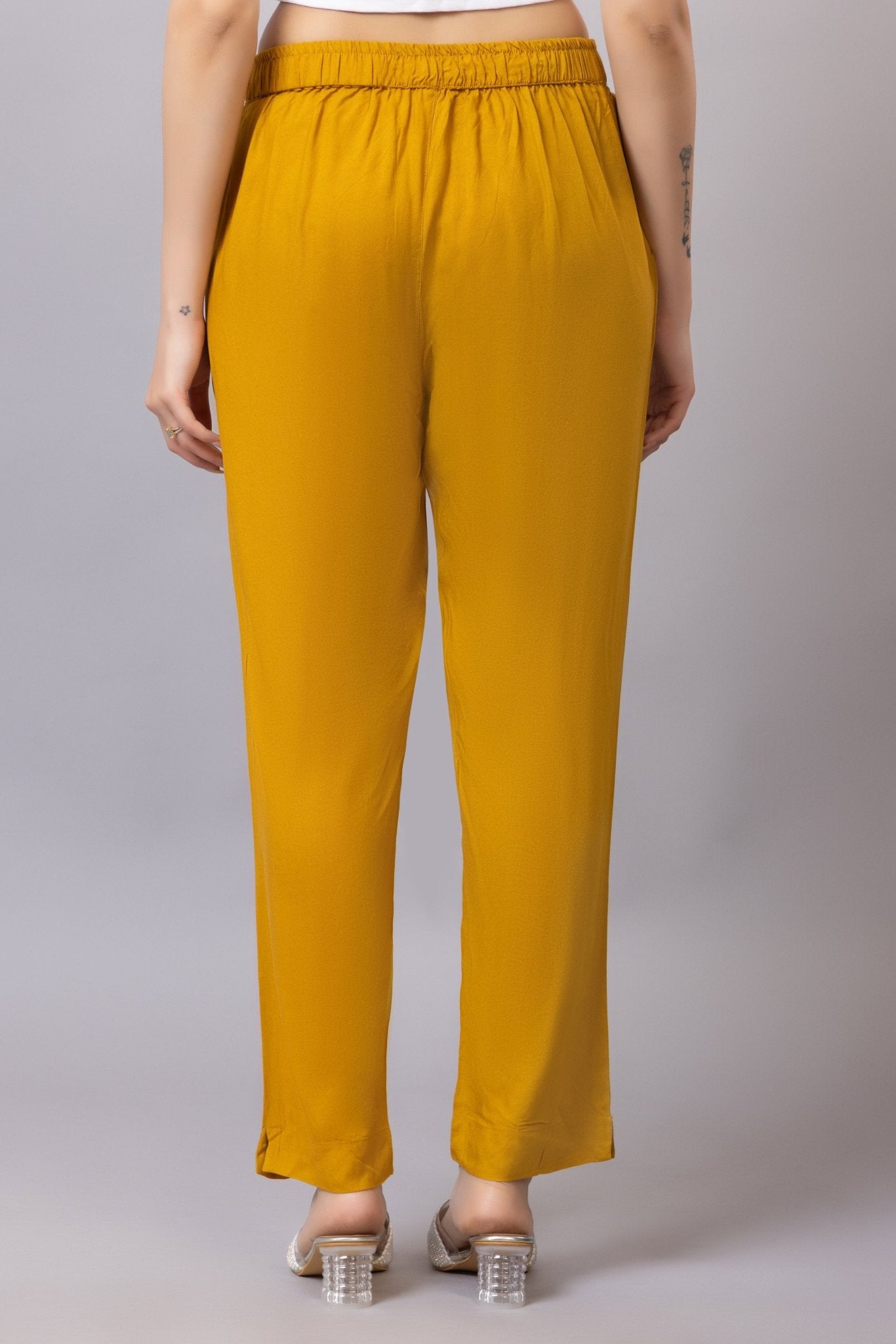 Honey mustard rayon pant [ 100% Rayon, Liva Certified ] - Rayon pants