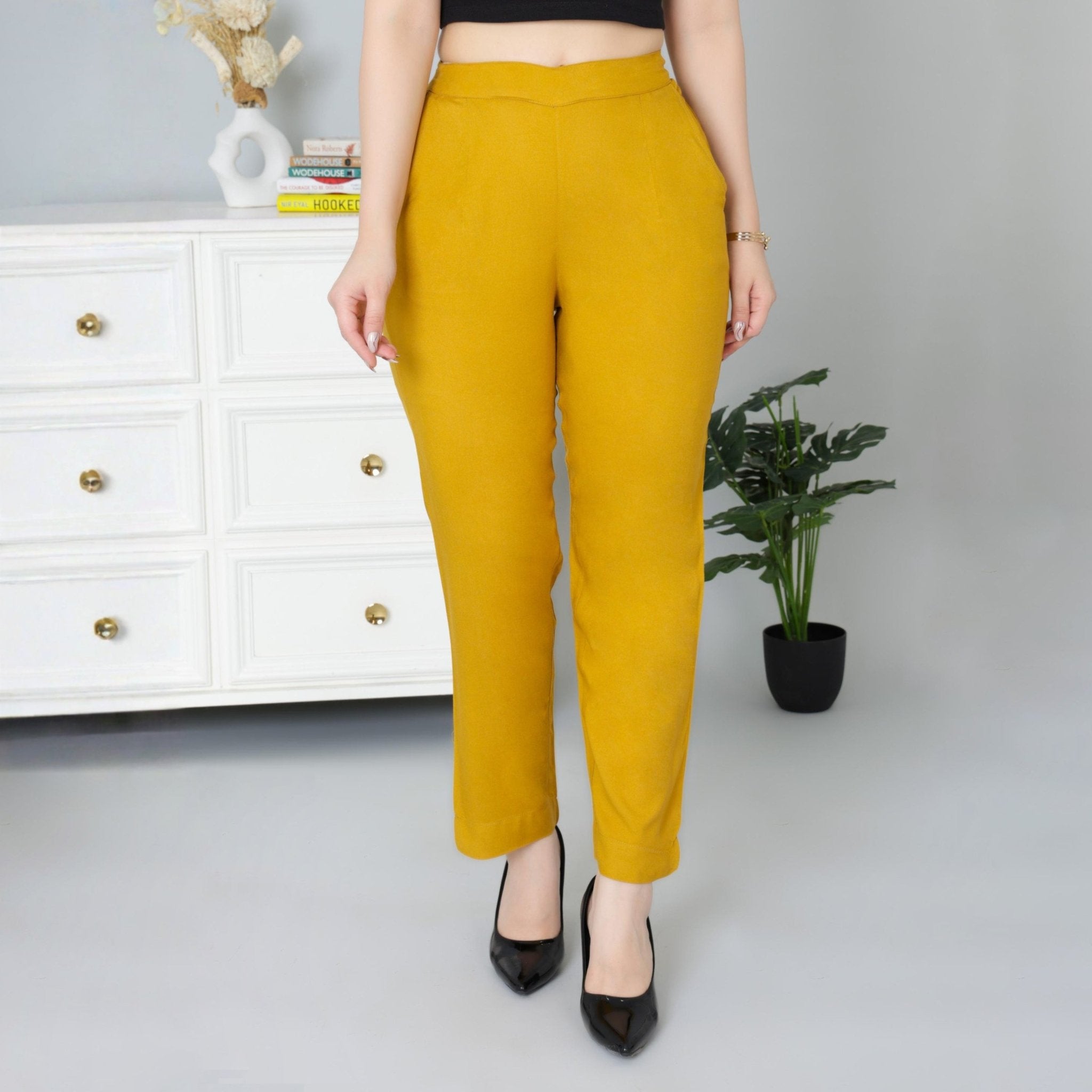Honey mustard rayon pant [ 100% Rayon, Liva Certified ] - Rayon pants
