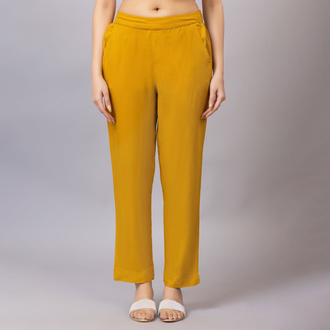 Honey mustard rayon pant [ 100% Rayon, Liva Certified ] - Rayon pants