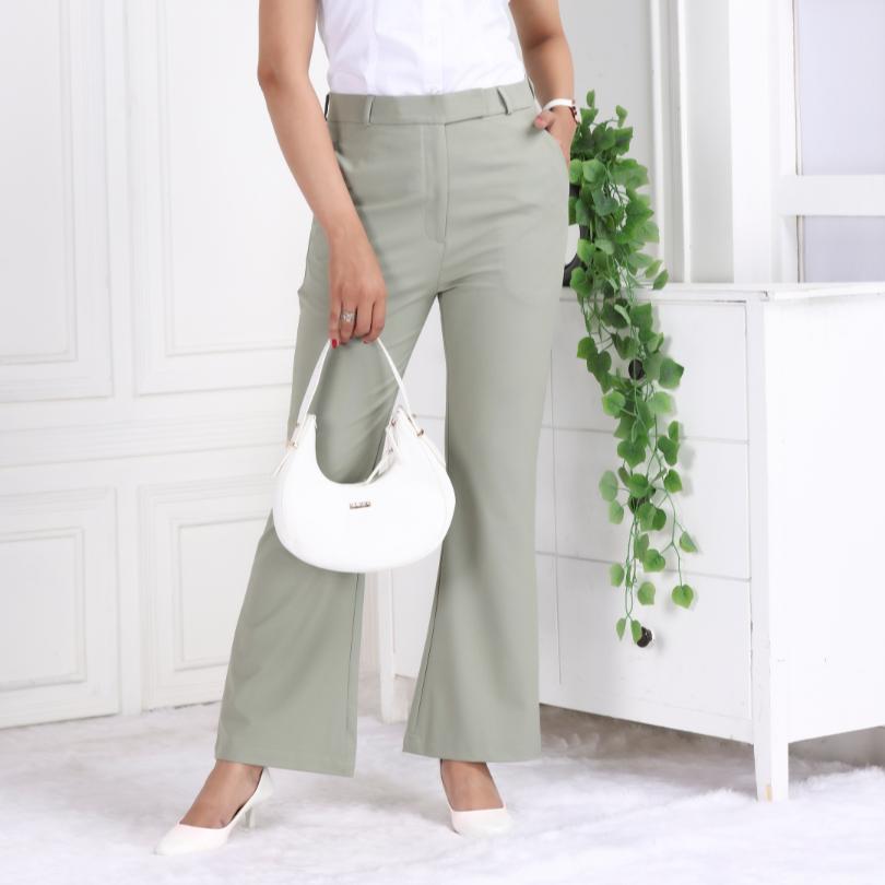 Ice green formal flare pants with spandex [Bootcut flare] - Formal flare pants