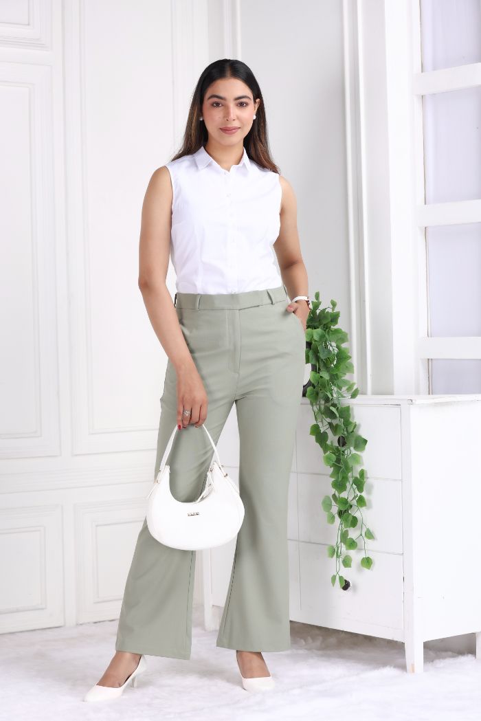 Ice green formal flare pants with spandex [Bootcut flare] - Formal flare pants