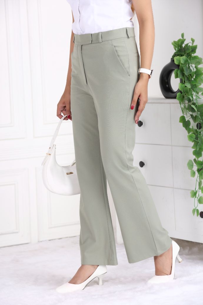 Ice green formal flare pants with spandex [Bootcut flare] - Formal flare pants