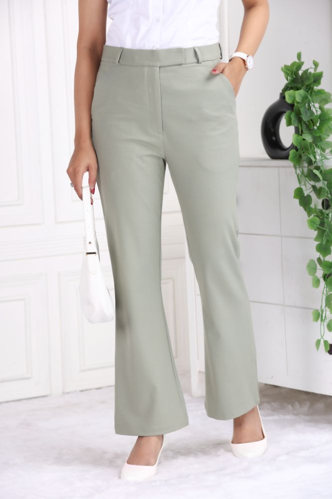 Ice green formal flare pants with spandex [Bootcut flare] - Formal flare pants