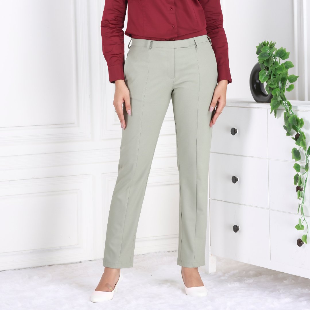 Ice green woven formal pants with spandex [Straight fit] - Woven formal pants