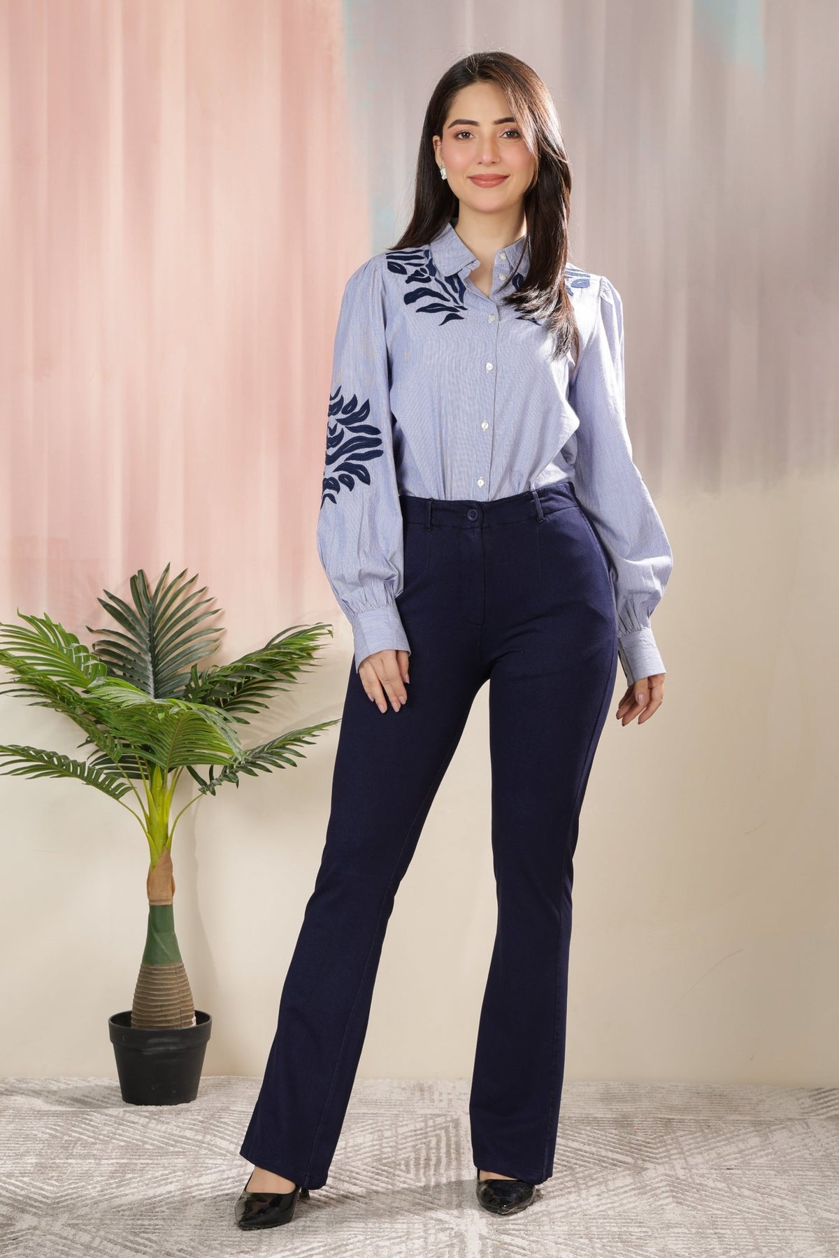 Indigo Blue denim bootcut flare pant -Denim bootcut flare pants