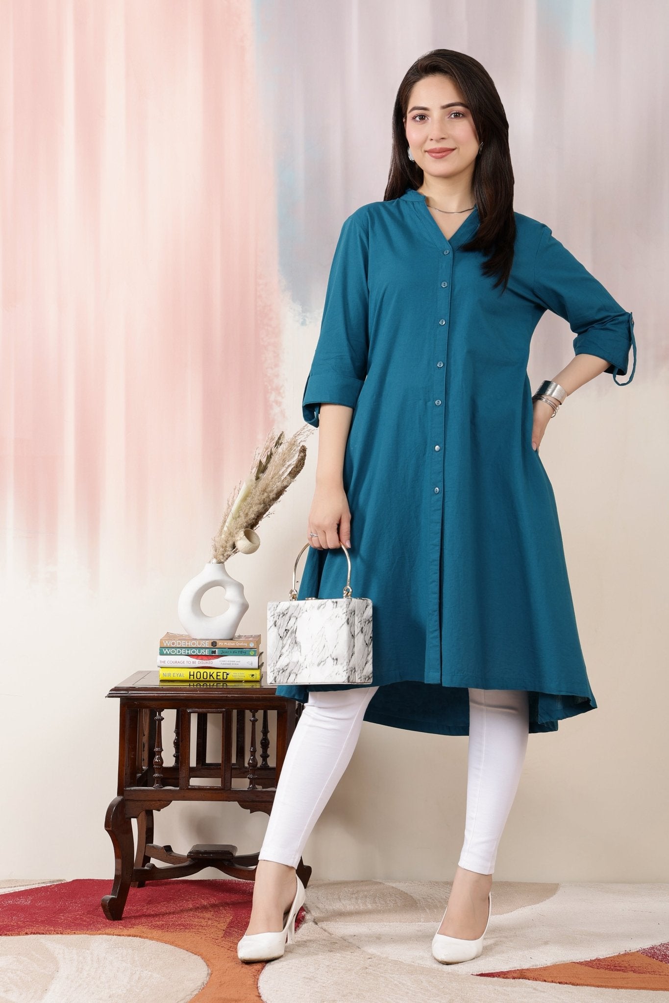 Indigo Blue Planket A Line Kurta [100% pure cotton] -planket a line kurta