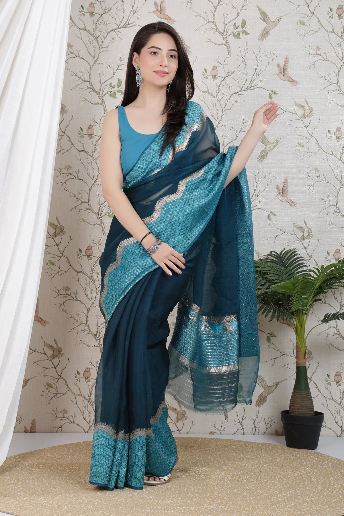 Indigo blue rayon blouse [ Premium 100% Rayon, Liva Certified ] -Rayon blouse