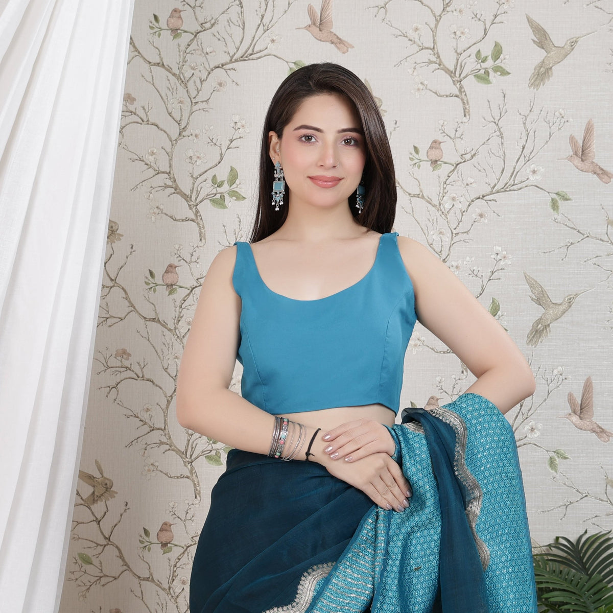 Indigo blue rayon blouse [ Premium 100% Rayon, Liva Certified ] -Rayon blouse