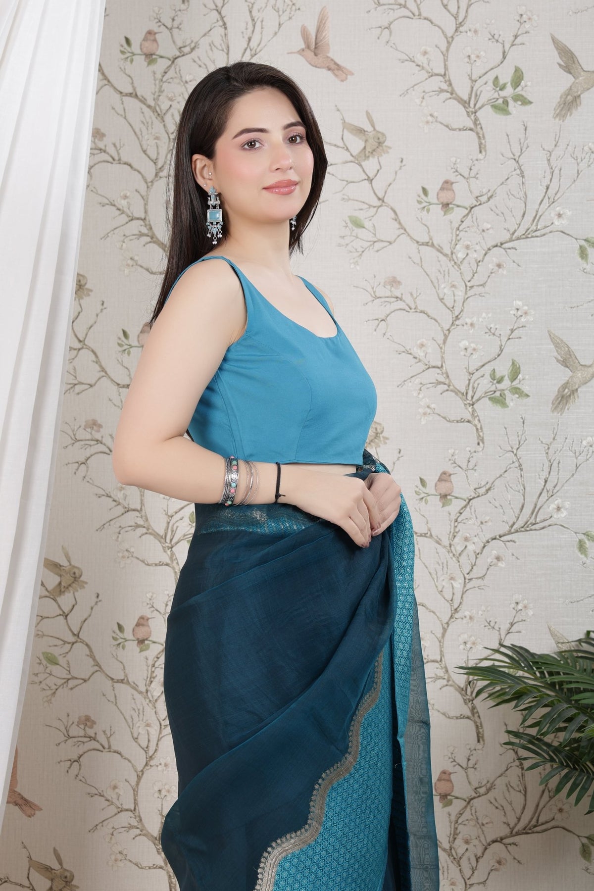 Indigo blue rayon blouse [ Premium 100% Rayon, Liva Certified ] -Rayon blouse