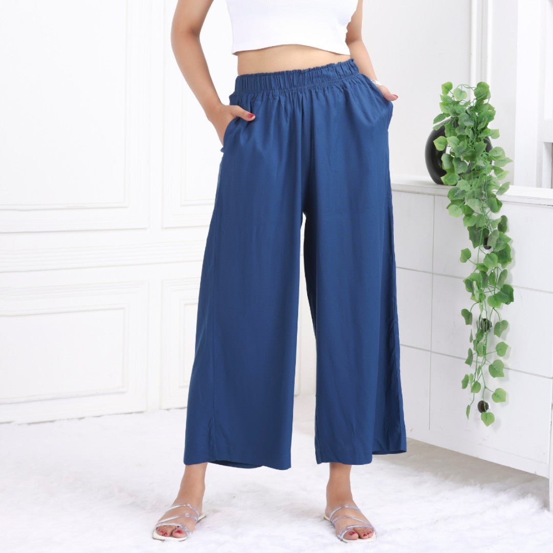 Indigo blue rayon palazzo [ 100% Rayon, Liva Certified ] - Palazzo